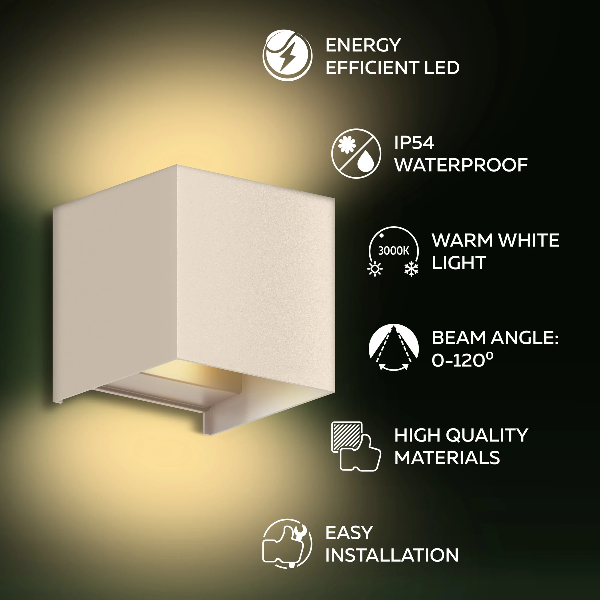 Calex Bari LED Wall Light – Up & Down – Sand - Image 2