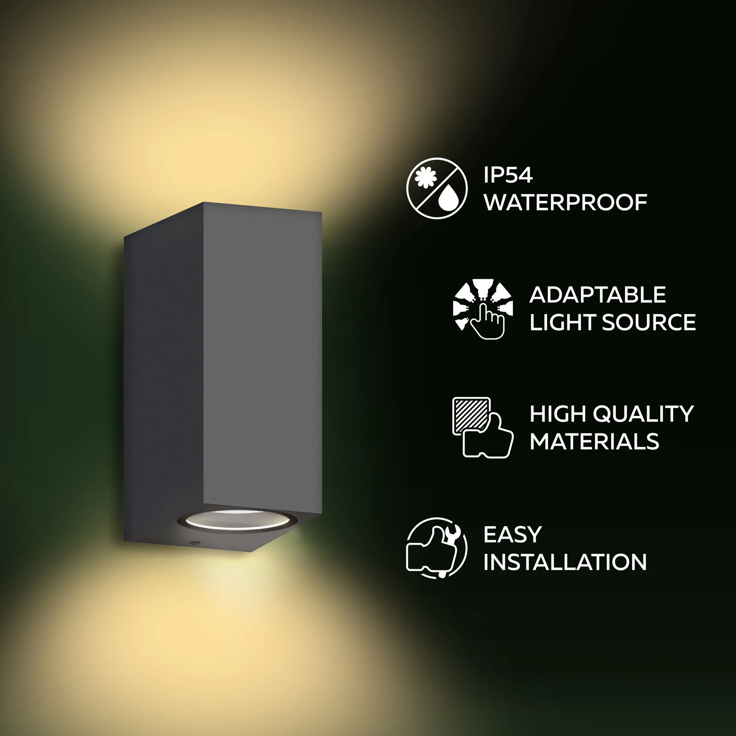 Calex Bergamo Wall Light - Up & Down - 2x GU10 - Anthracite - Image 8