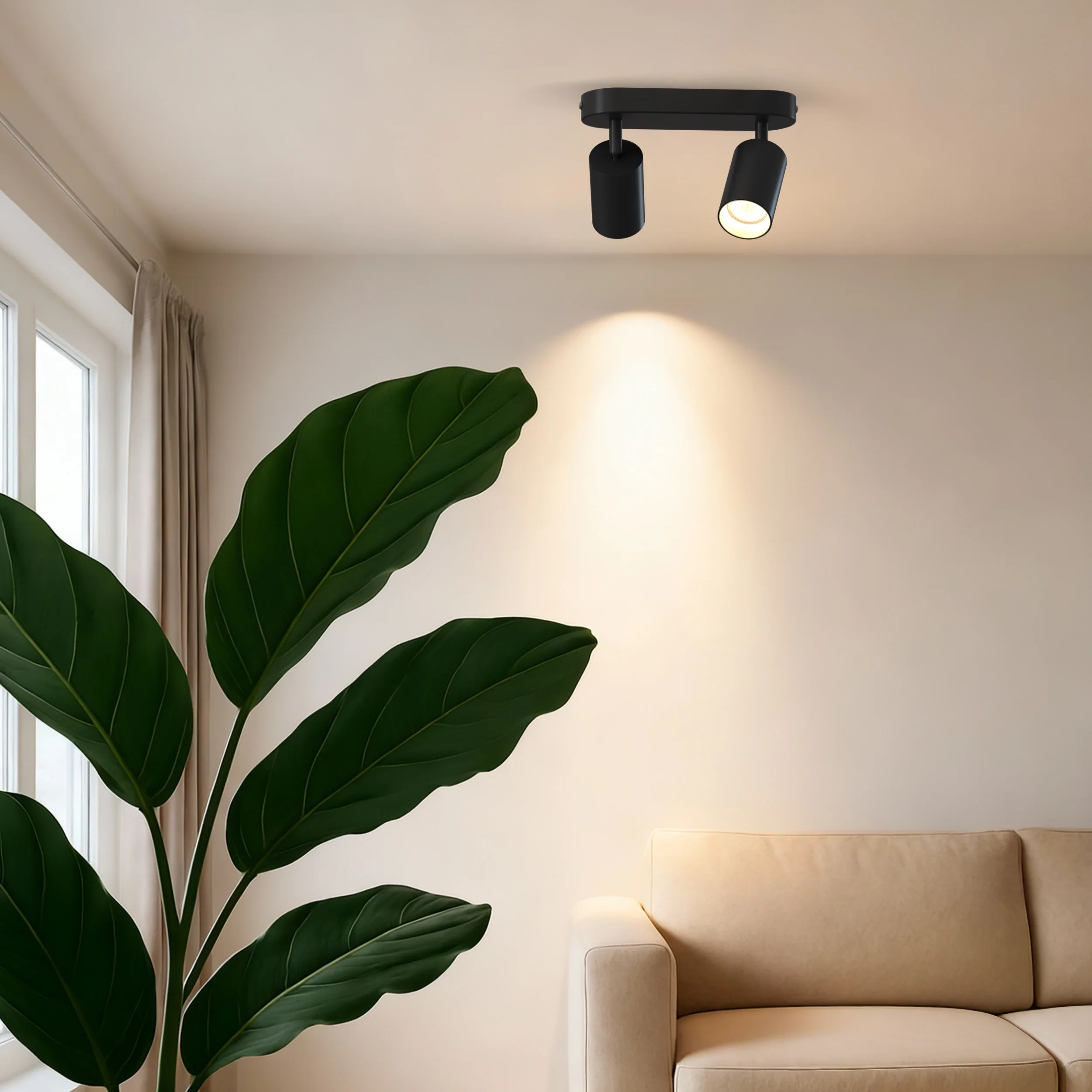 Calex Ceiling Spot Light - 2x GU10 - Oval - Black - Image 4