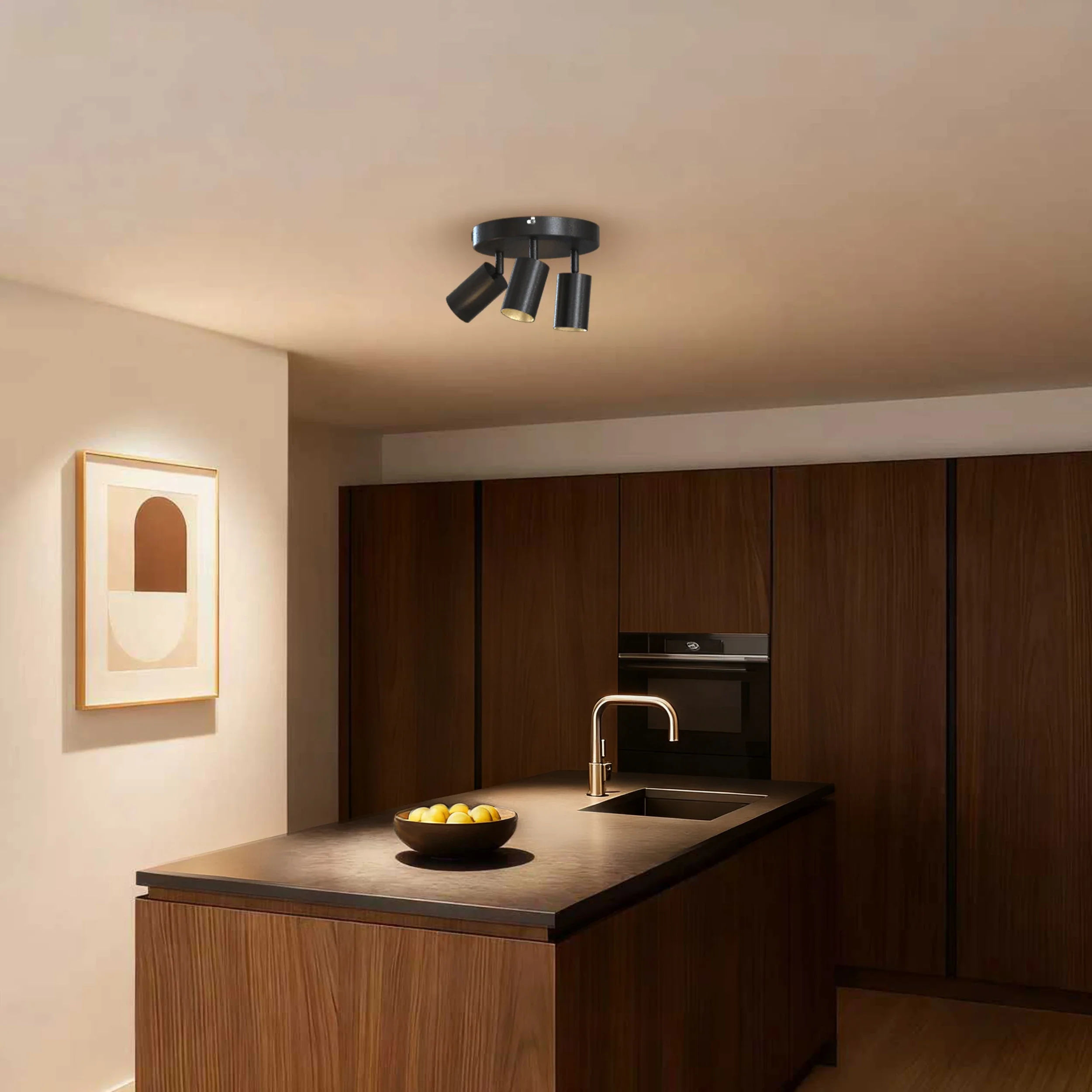 Calex Ceiling Spot Light - 3x GU10 - Round - Black - Image 3