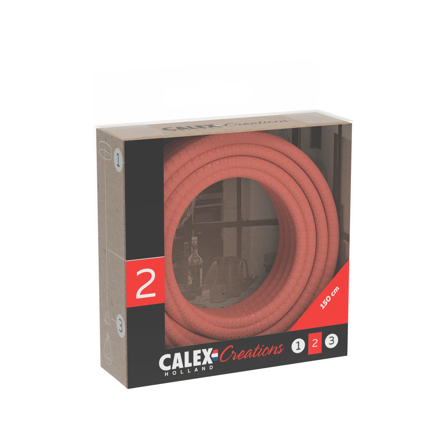 Calex Creations Fabric cable - Orange - 1.5meter - Image 3