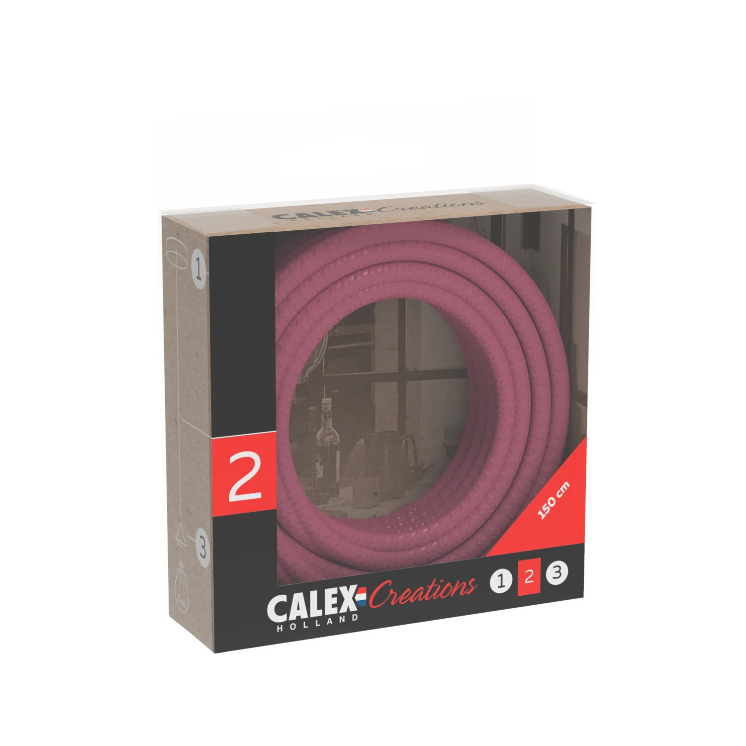 Calex Creations Fabric cable - Pink - 1.5meter - Image 3