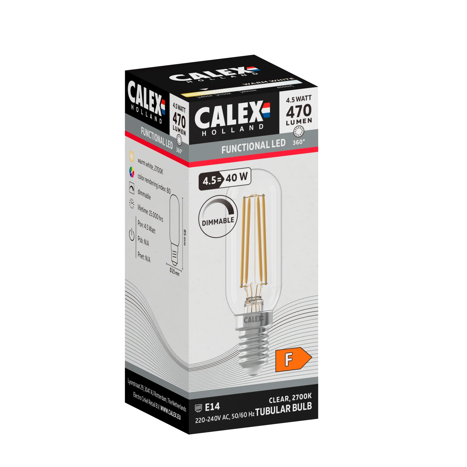 Calex Filament LED Lamp - E14 - 4.5W - T26 - Clear - Image 3