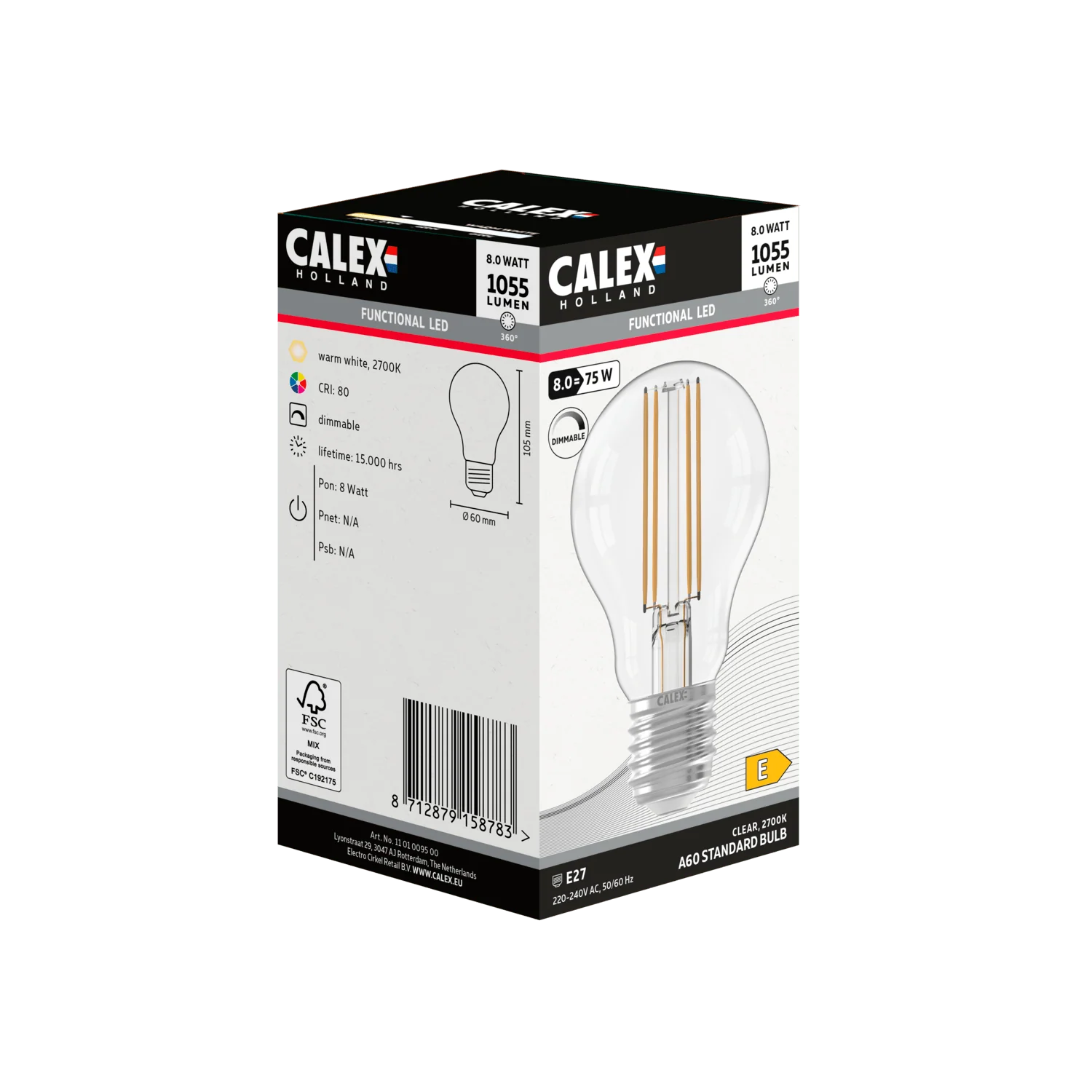 Calex Filament LED Lamp - E27 - A60 - Clear - Image 3
