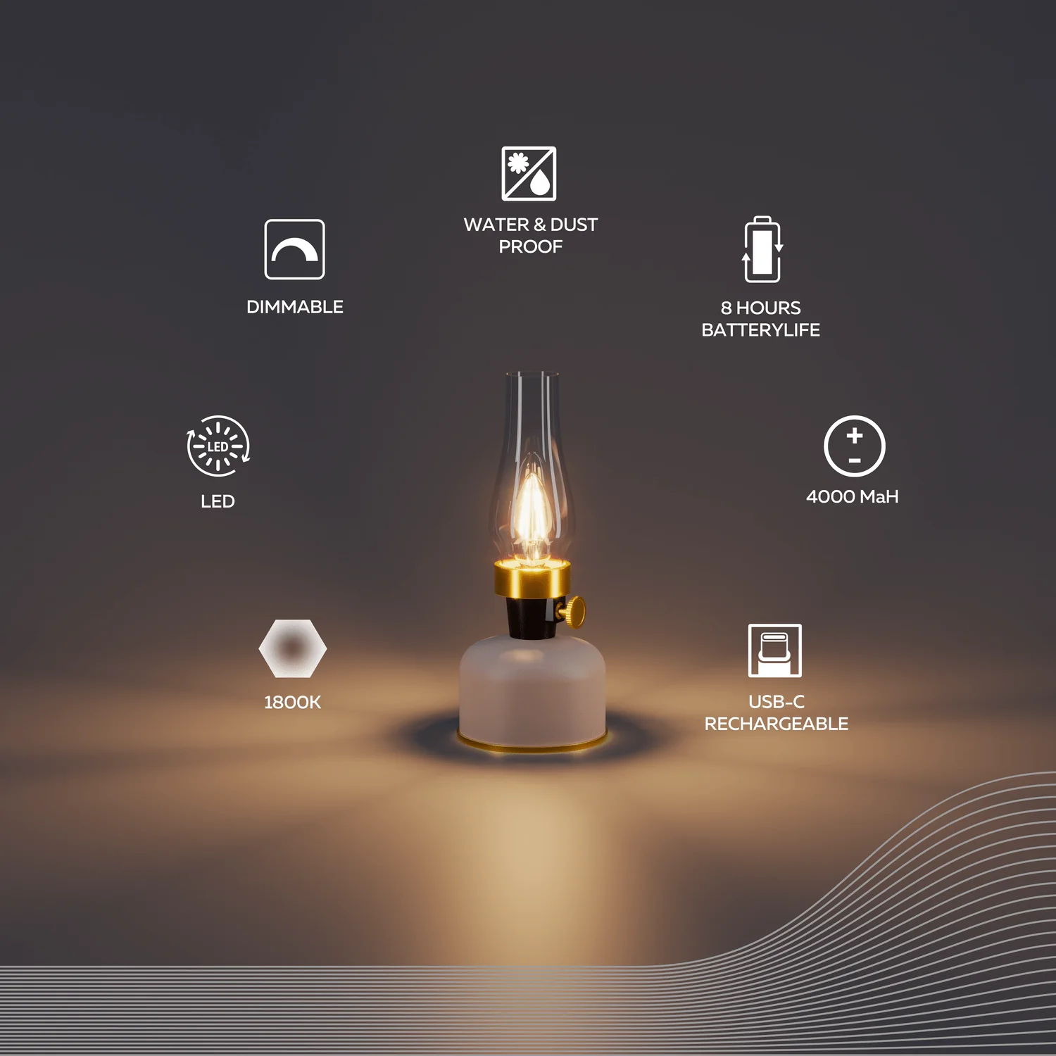 Calex Lavinio Rechargeable Table Light - Sand - Image 4
