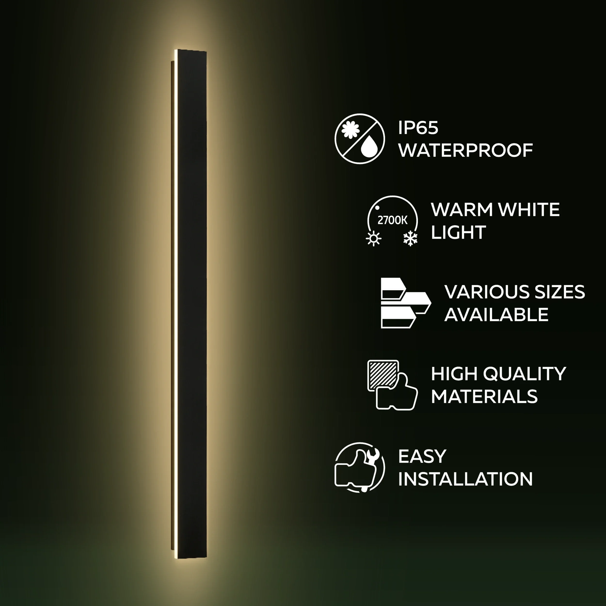 Calex Montevia Villa Wall Light - 100 cm – Black - Image 2