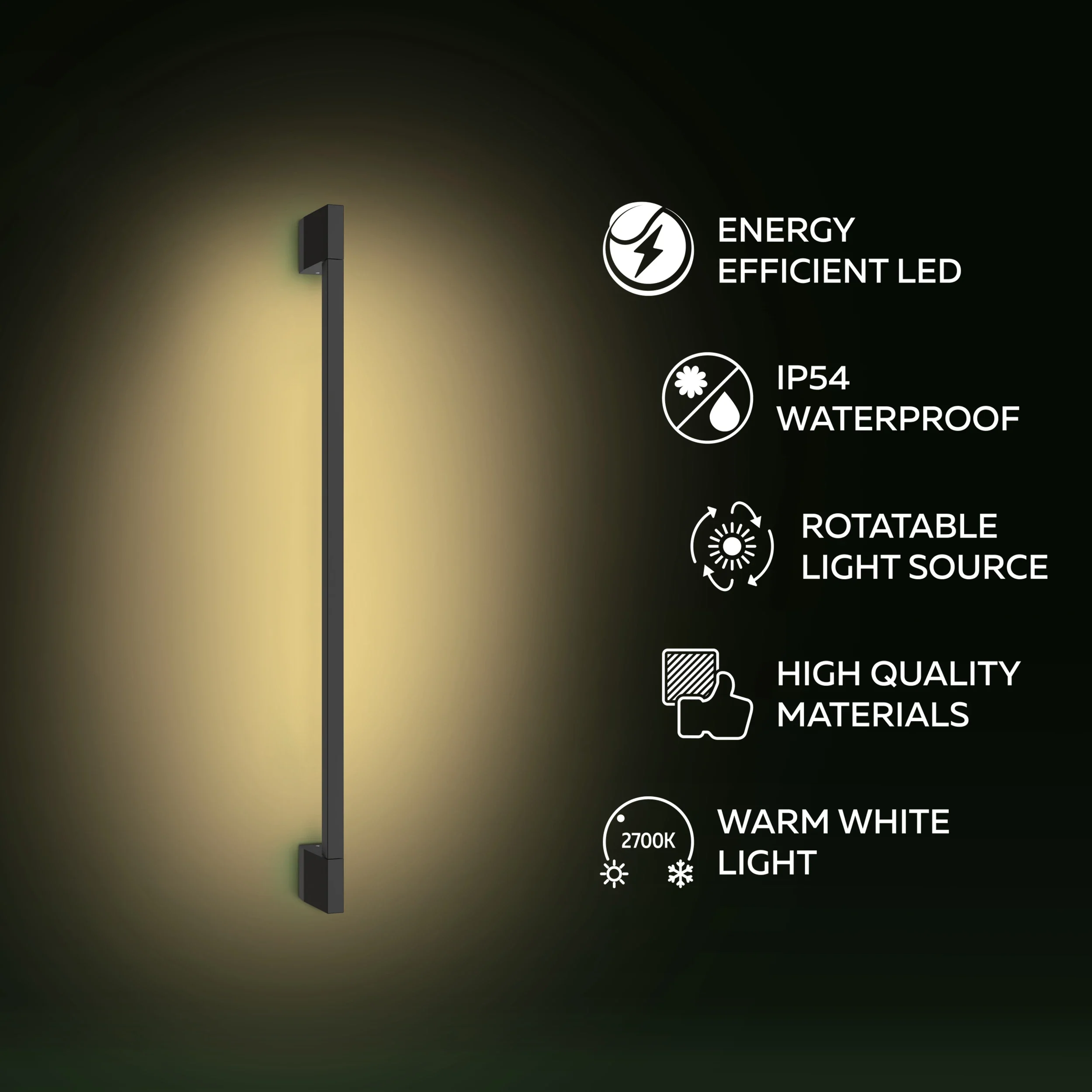 Calex Novara Wall Light – Integrated LED – Black - Image 2