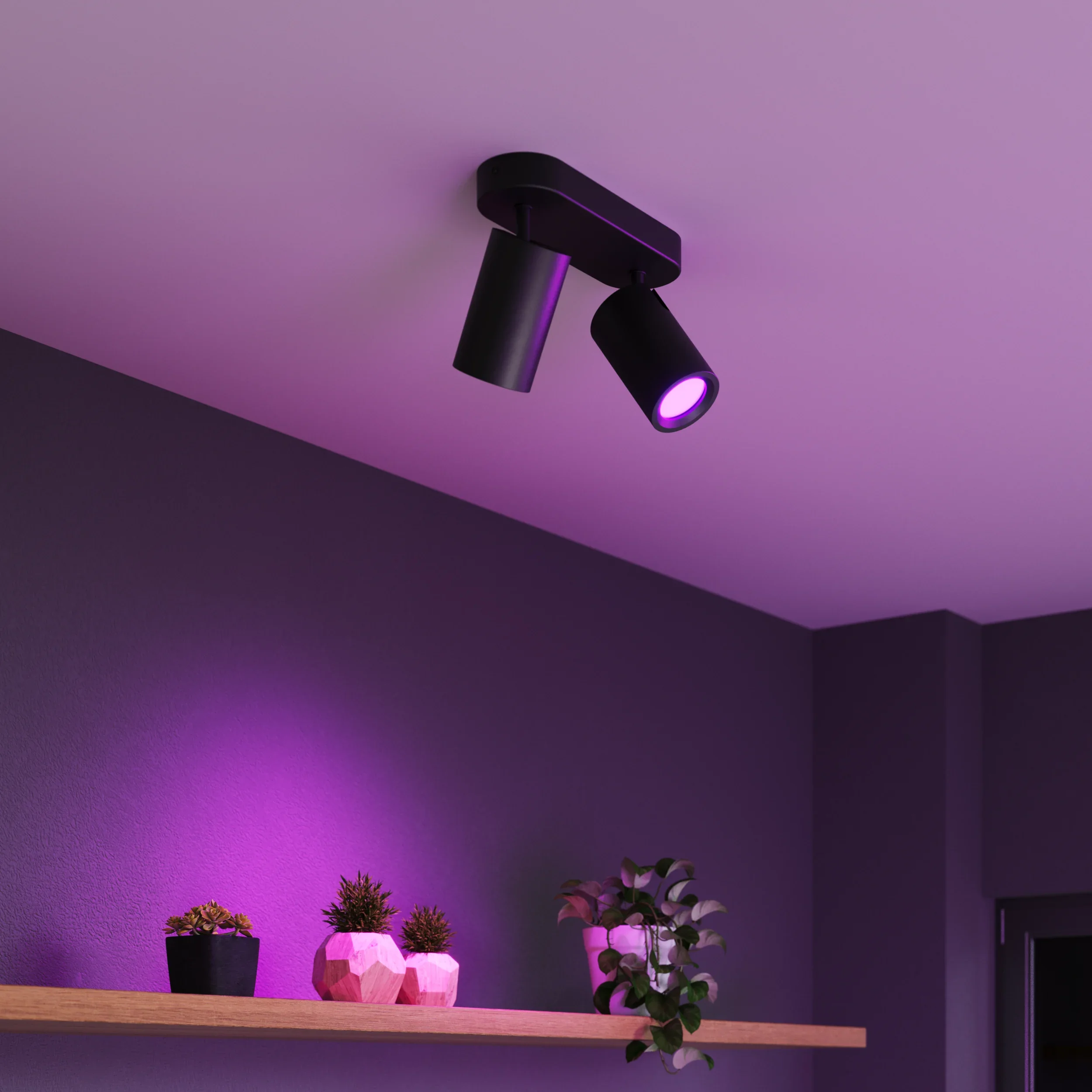 Calex Smart Ceiling Light - 2 Light Spot - Black - Image 3