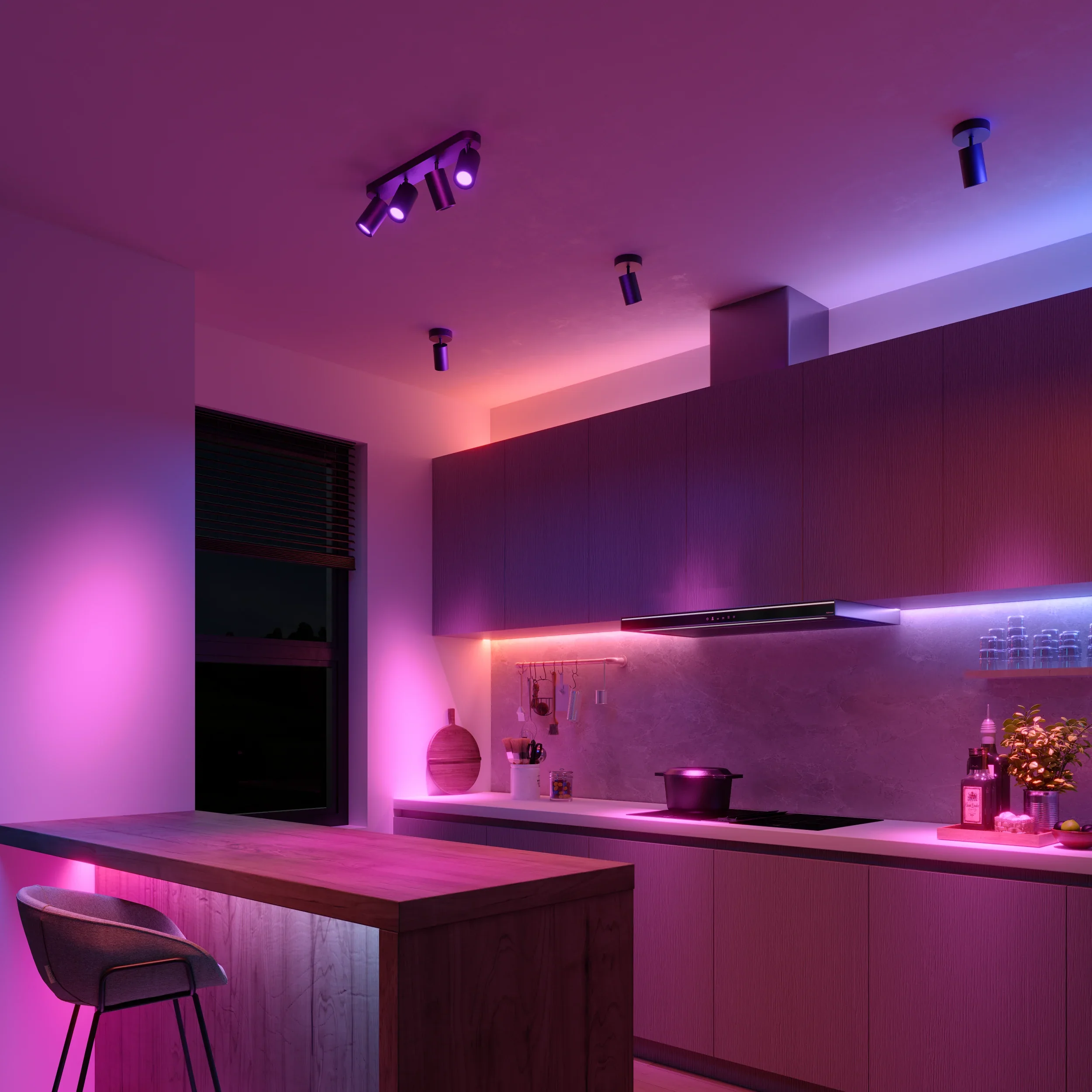 Calex Smart Ceiling Light - 4 Light Spot - Black - Image 4