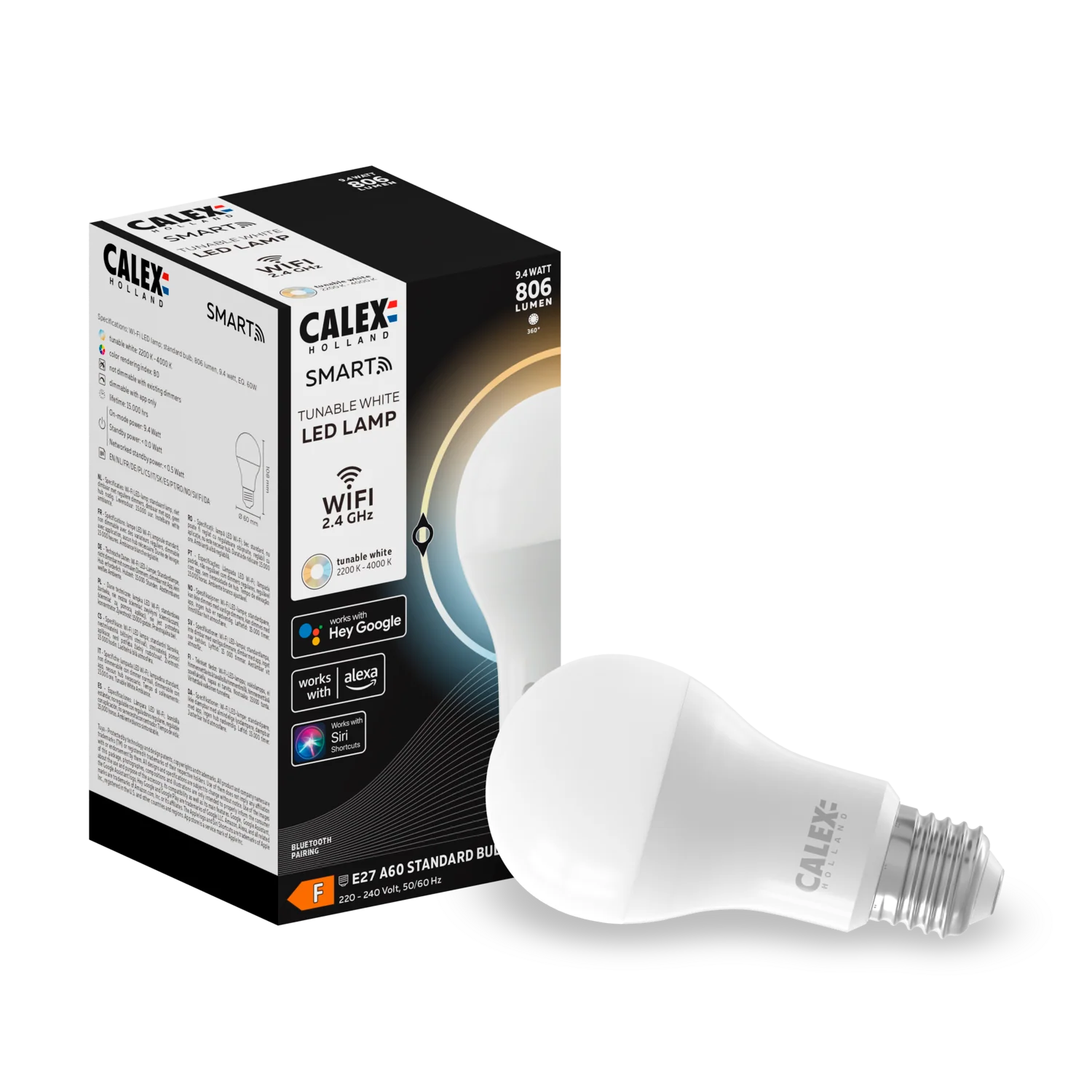 Calex Smart LED Bulb - E27 - A60 - White - 9.4W - Image 3