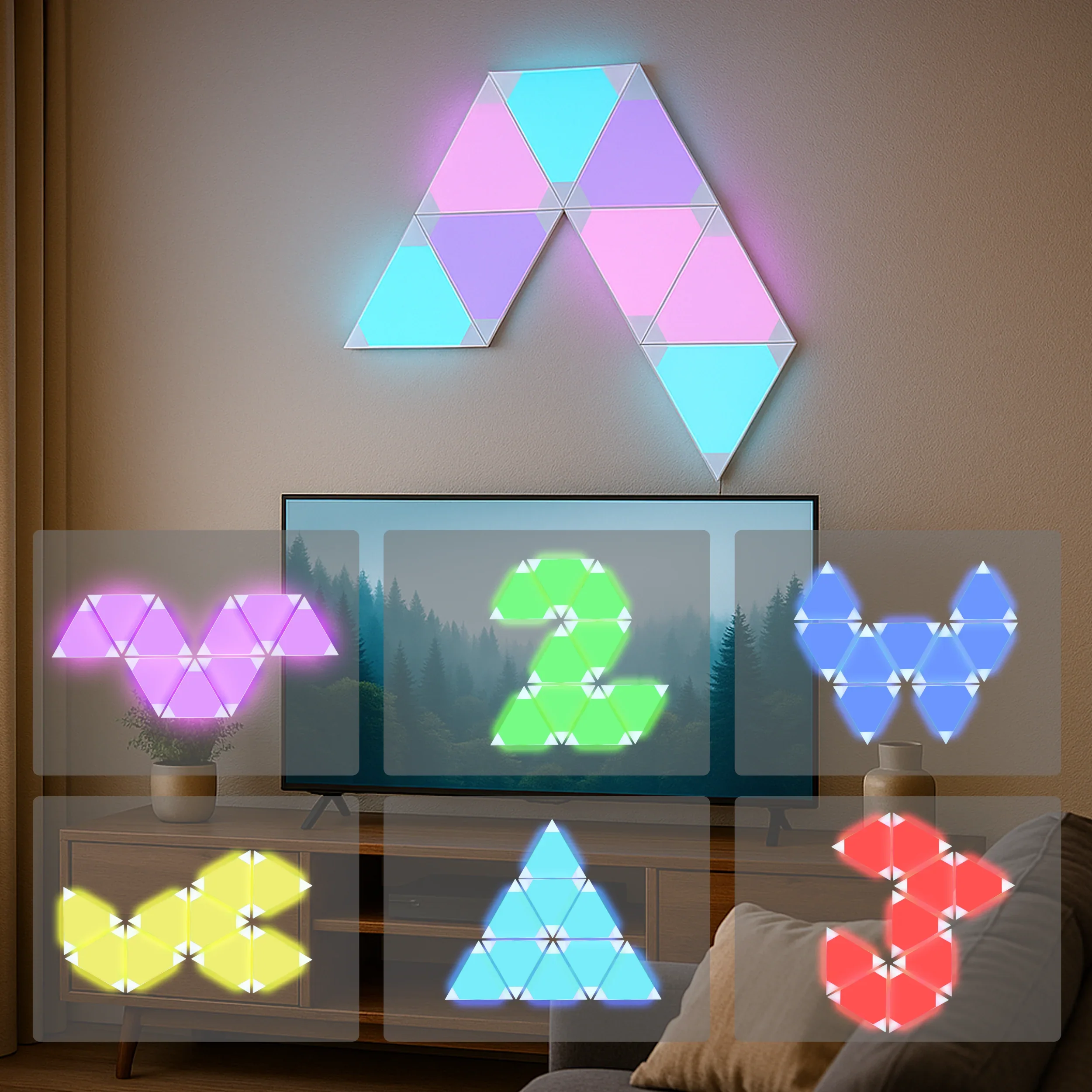 Calex Smart Triangle Wall Lights - RGBIC - White - Image 3