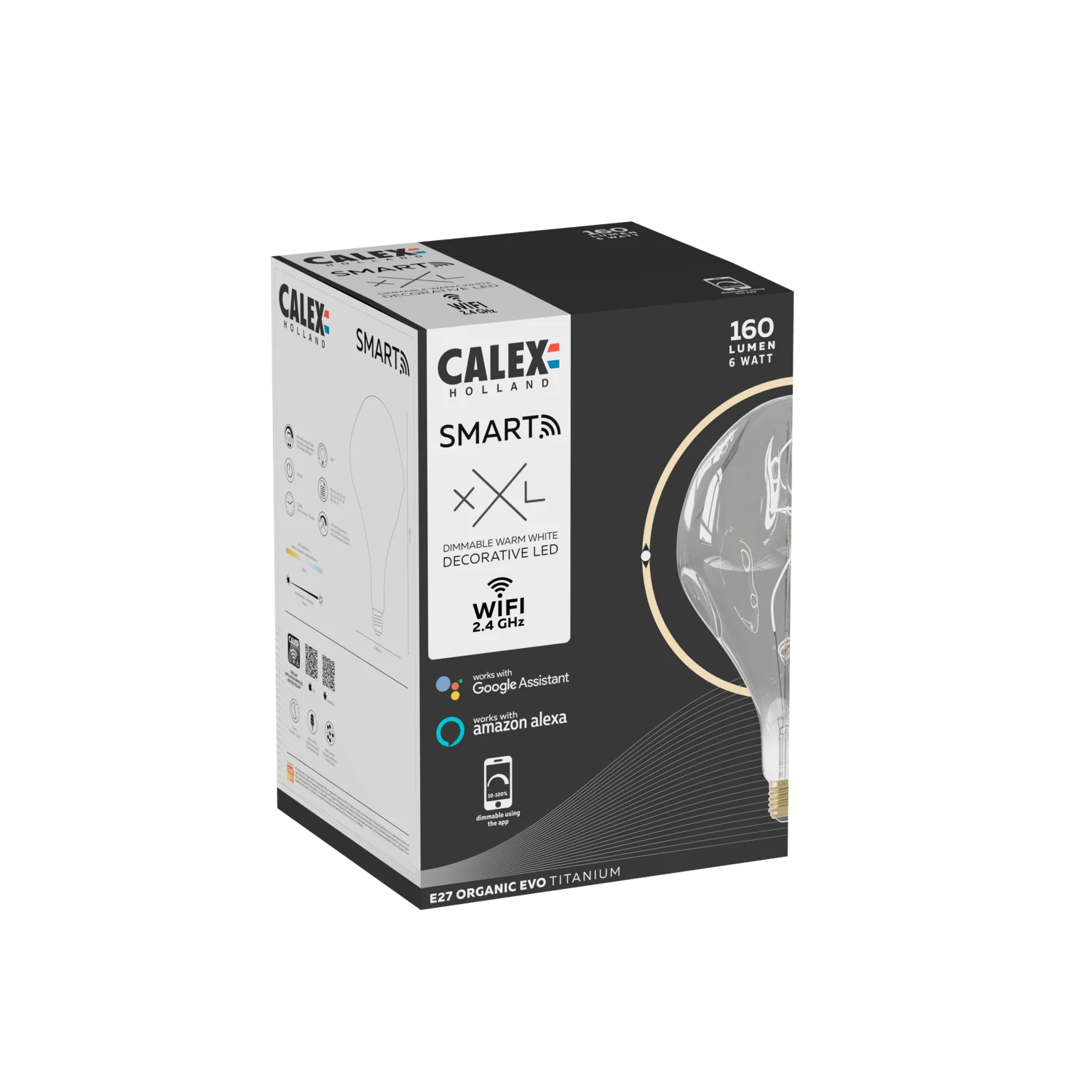 Calex Smart XXL Organic EVO LED Bulb Smokey - E27 - 6W - Dimmable - Image 3