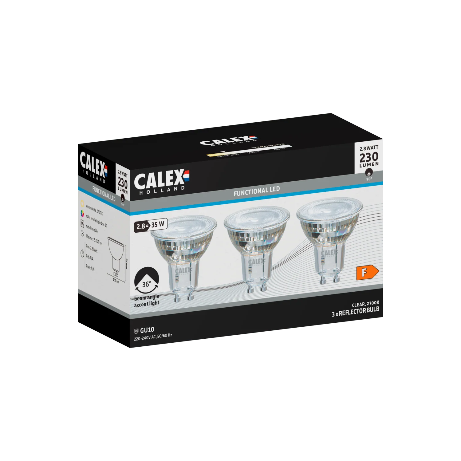 Calex SMD Reflector LED Lamp - 3-Pack - GU10 - Chrome - Image 3