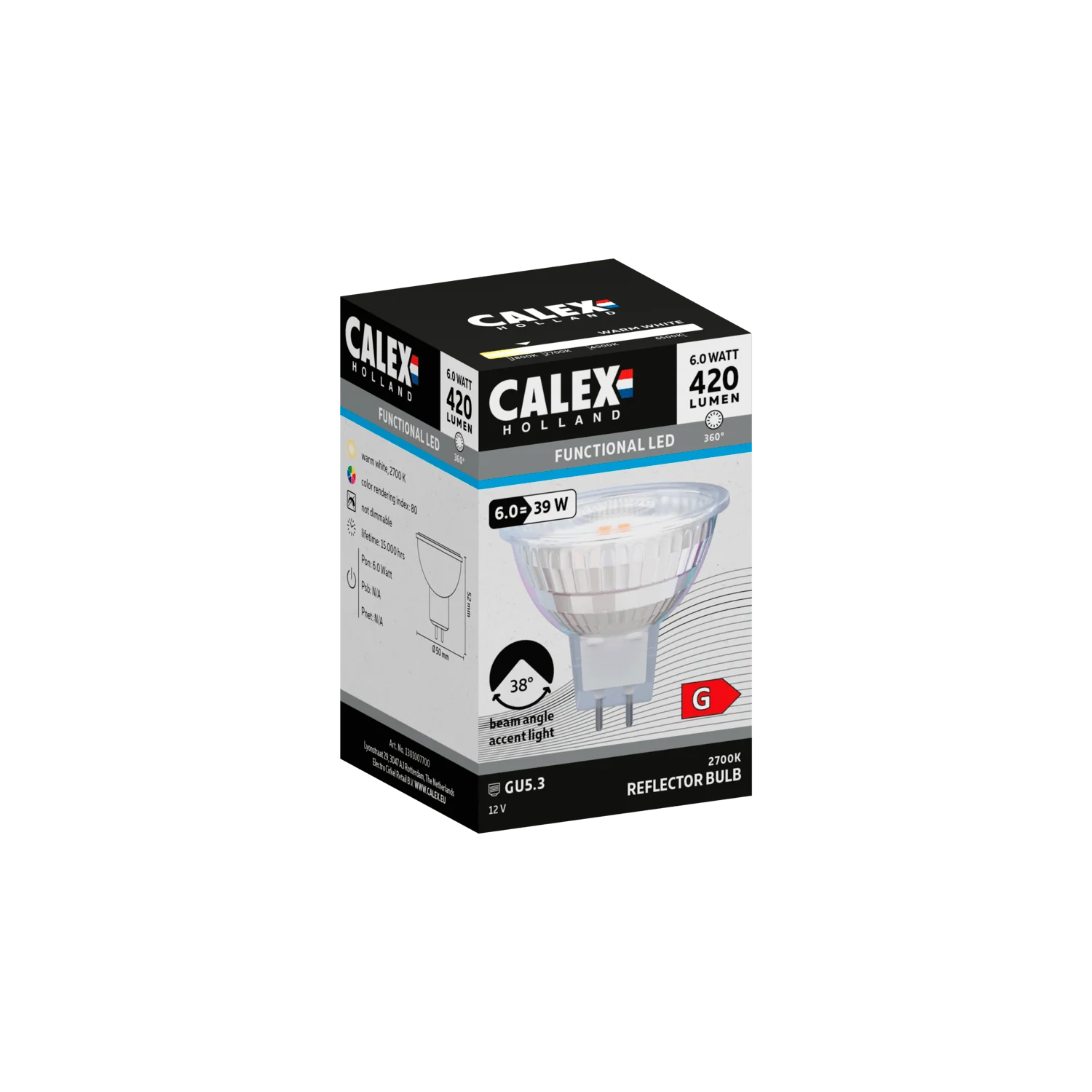 Calex SMD Reflector LED Lamp - GU5.3 - 12V - Chrome - 6W - Image 3
