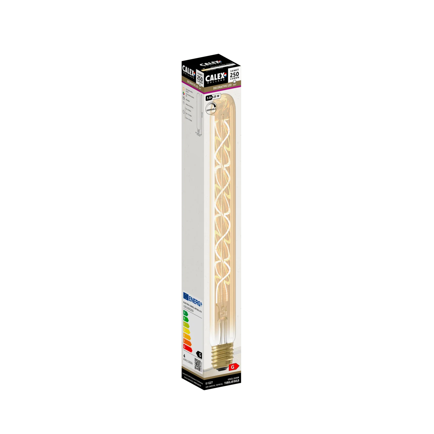 Calex Spiral Filament LED Lamp - E27 - T32 - Gold - Image 3