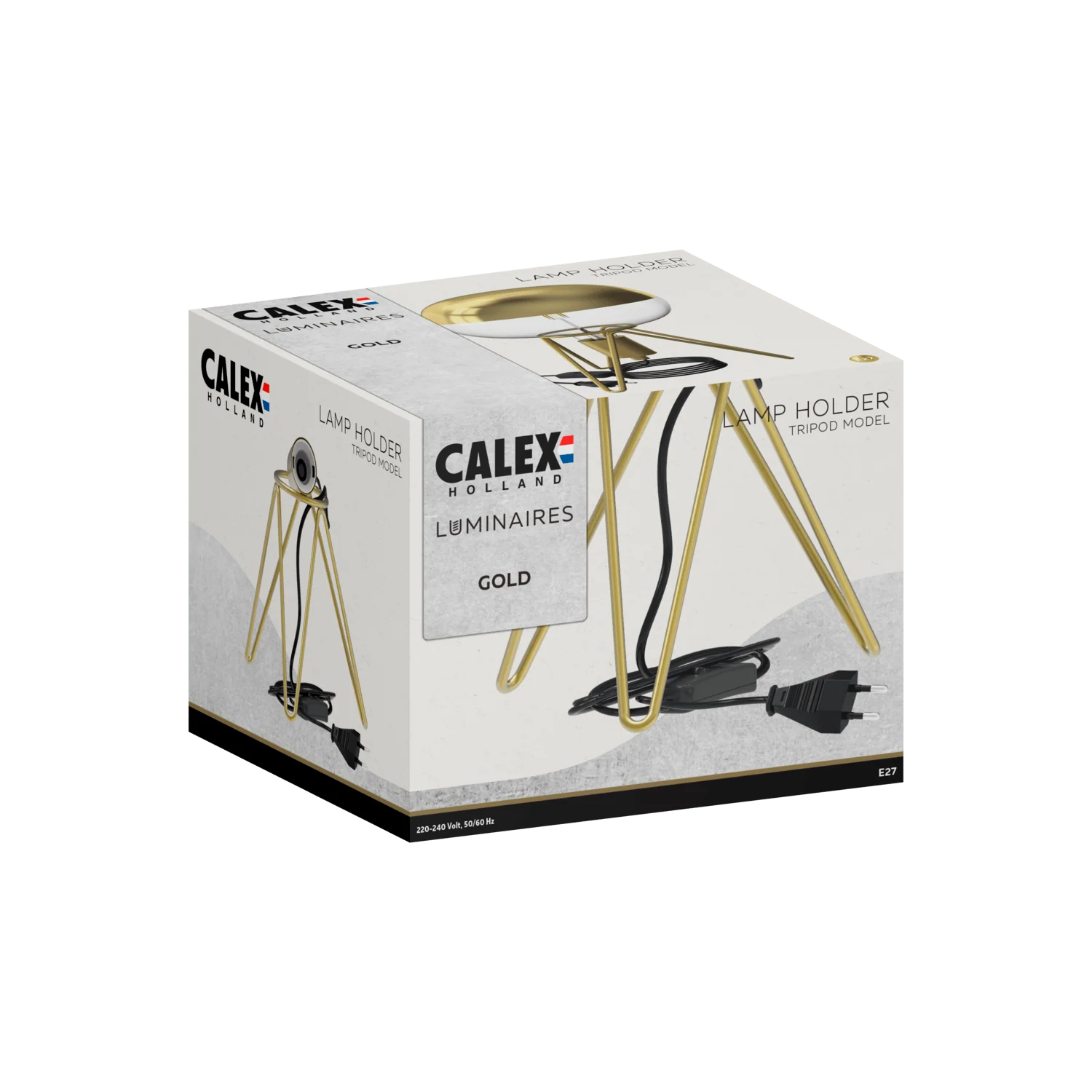 Calex Table Fixture Tripod - E27 - Gold - Image 3