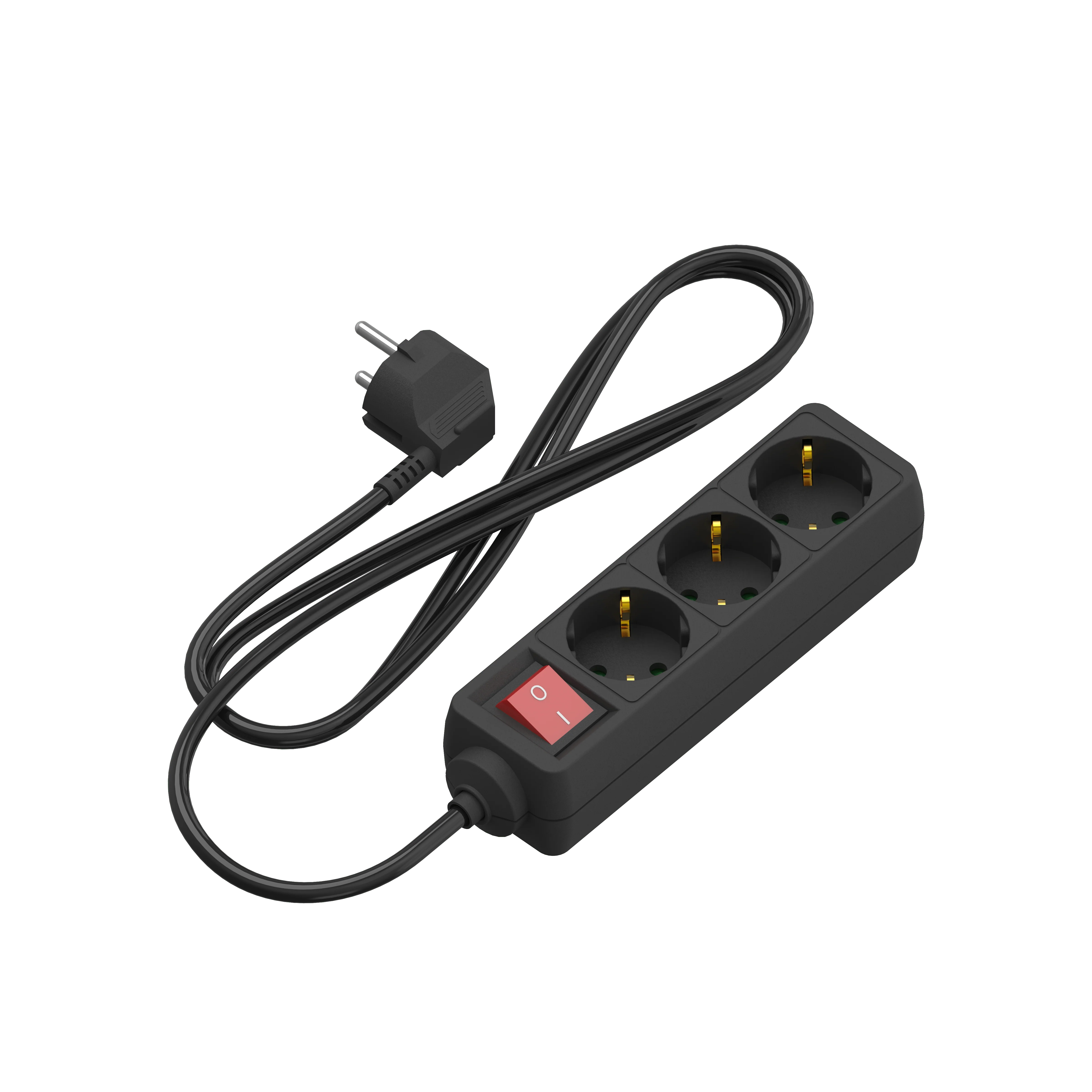 Calex - Table Receptacle - 3-way - RA + switch - 1.4m Black - 3x1,5mm2